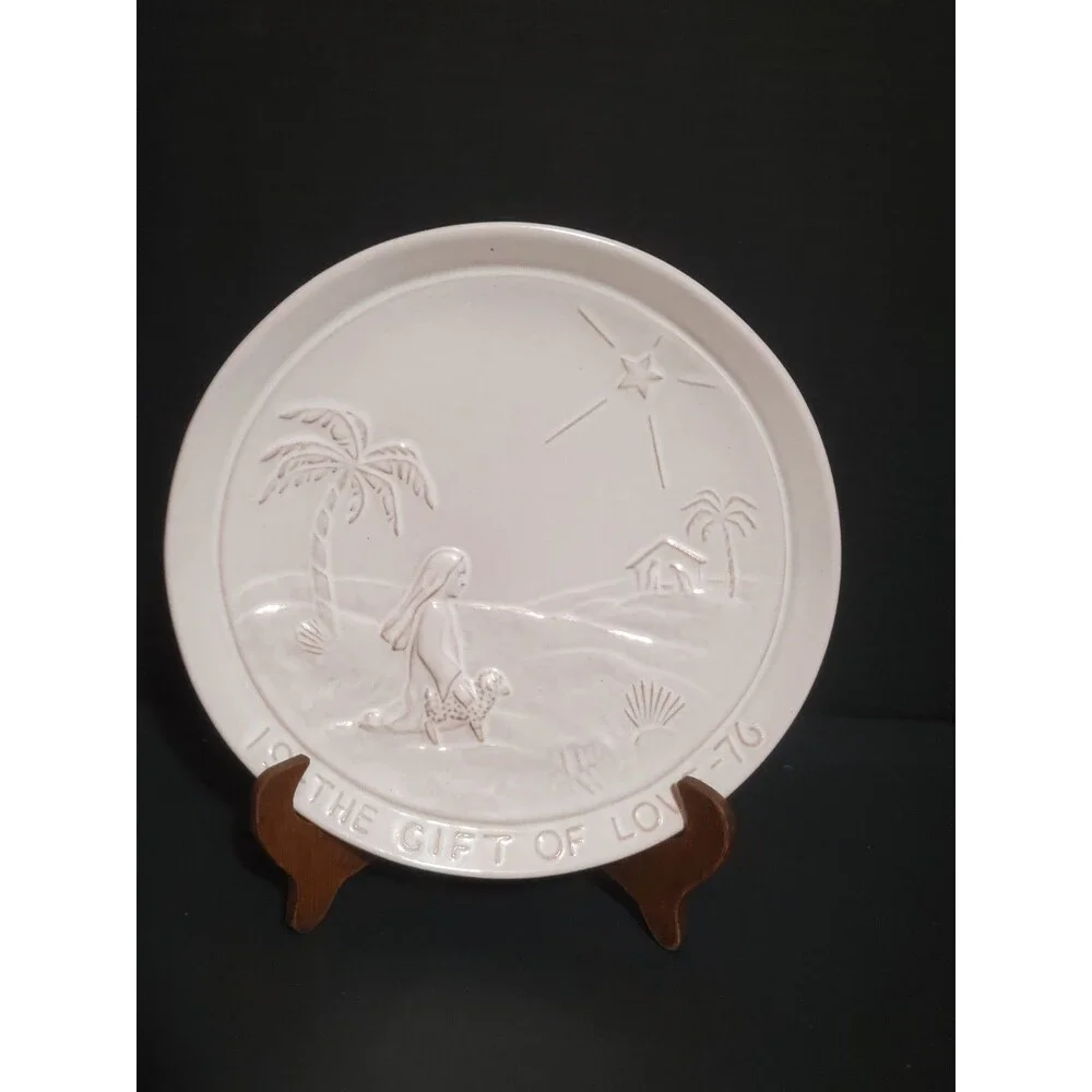 Frankoma Pottery Christmas Nativity Plate 1976 The Gift Of Love Joniece Frank